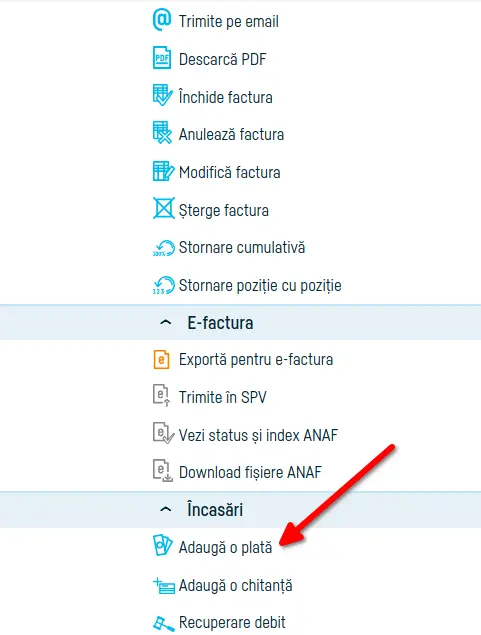 Cum adaug o plată pe factură - pasul 6